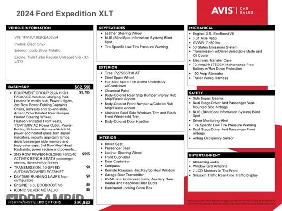 2024 Ford Expedition XLT with VIN 1FMJU1J82REA38554, listed as a Copart auction lot 47930445 with 0 mi miles and Salvage Title. Bid and sale history available at carsss.com. Image 13.
