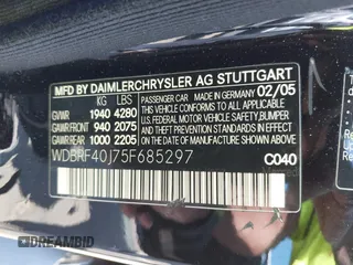 2005 Mercedes-Benz C 230 Kompressor с VIN WDBRF40J75F685297, выставлен на аукционе IAAI как лот 42234956 с пробегом 234 741 миль миль и . История ставок и продаж доступна на DreamBid. Изображение 9.