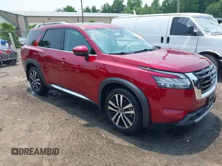 2023 Nissan Pathfinder Platinum with VIN 5N1DR3DJXPC234002, listed as a IAAI auction lot 42480807 with 21,477 mi miles and . Bid and sale history available at DreamBid. Image 1.
