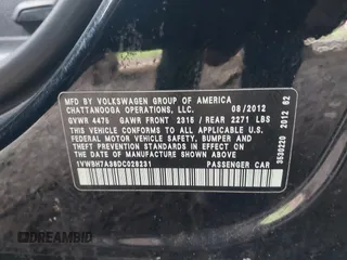 2013 Volkswagen Passat SE with VIN 1VWBH7A38DC028231, listed as a IAAI auction lot 42629167 with Not provided miles and . Bid and sale history available at DreamBid. Image 9.