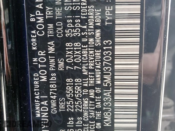 2021 Hyundai Tucson SEL z VIN KM8J33AL5MU370313, wystawiony jako Copart lot #57982665 z przebiegiem 33 266 mil mil oraz Szkoda całkowita • Salvage title. Historia ofert i sprzedaży dostępna na DreamBid. Obrazek 13.