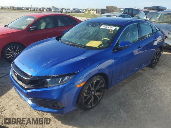 2020 Honda Civic Sedan Sport with VIN 2HGFC2F89LH584085, listed as a Copart auction lot 80294584 with 47,750 mi miles and Non Repairable. Bid and sale history available at carsss.com. Image 1.