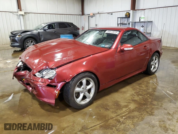 2001 Mercedes-Benz SLK 230/320 z VIN WDBKK65F51F185744, wystawiony jako Copart lot #60072615 z przebiegiem 95 718 mil mil oraz Szkoda całkowita • Salvage title. Historia ofert i sprzedaży dostępna na DreamBid. Obrazek 1.