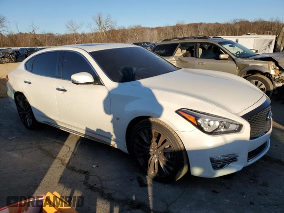 2018 Infiniti Q70 Luxe with VIN JN1BY1PR8JM370296, listed as a Copart auction lot 80748364 with Not provided miles and Salvage title. Bid and sale history available at DreamBid. Image 4.