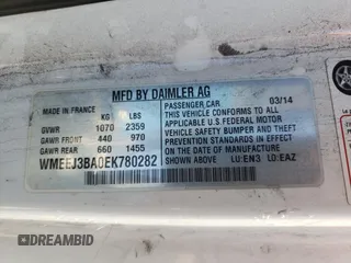 2014 Smart fortwo Pure с VIN WMEEJ3BA0EK780282, выставлен на аукционе Copart как лот 47691815 с пробегом 74 144 миль миль и Чистый • Clean title. История ставок и продаж доступна на DreamBid. Изображение 12.