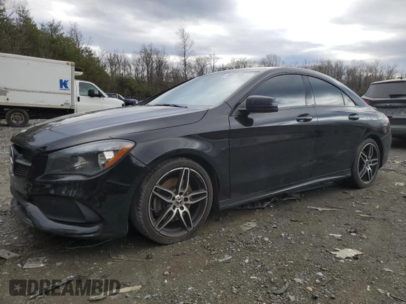 2018 Mercedes-Benz CLA with VIN WDDSJ4EB2JN613027, listed as a Copart auction lot 48057185 with 114,726 mi miles and Salvage Title. Bid and sale history available at carsss.com. Image 1.
