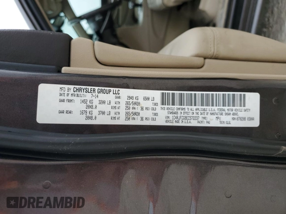 2014 Jeep Grand Cherokee Overland with VIN 1C4RJFCG9EC572237, listed as a Copart auction lot 53864865 with 90,657 mi miles and Salvage Title. Bid and sale history available at DreamBid. Image 13.