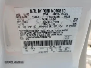 2010 Ford Escape XLS with VIN 1FMCU0C76AKB82752, listed as a Copart auction lot 57626565 with 194,931 mi miles and Salvage title. Bid and sale history available at DreamBid. Image 13.