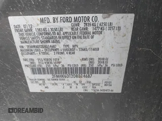 2013 Ford Flex Limited z VIN 2FMHK6DT2DBD14687, wystawiony jako IAAI lot #41045202 z przebiegiem Nie podano mil oraz . Historia ofert i sprzedaży dostępna na DreamBid. Obrazek 9.