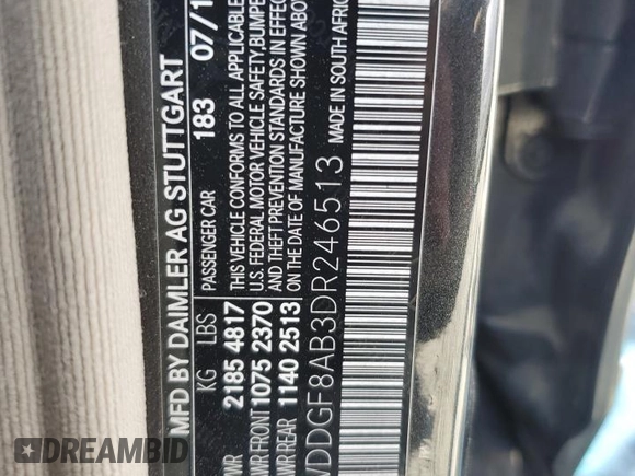2013 Mercedes-Benz C 300 Sport with VIN WDDGF8AB3DR246513, listed as a Copart auction lot 52407915 with 93,713 mi miles and Salvage Title. Bid and sale history available at DreamBid. Image 12.