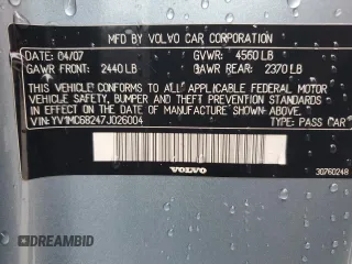 2007 Volvo C70 with VIN YV1MC68247J026004, listed as a Copart auction lot 78903064 with 118,059 mi miles and Salvage Title. Bid and sale history available at carsss.com. Image 12.