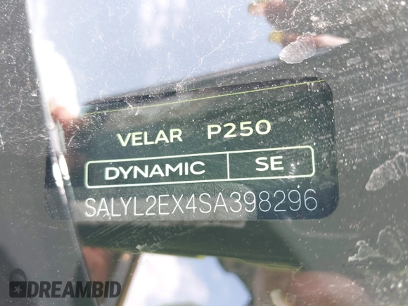 2025 Land Rover Range Rover Velar Dynamic SE с VIN SALYL2EX4SA398296, выставлен на аукционе IAAI как лот 42346810 с пробегом 29 485 миль миль и . История ставок и продаж доступна на DreamBid. Изображение 9.