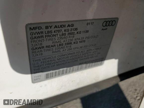 2017 Audi Q3 Premium with VIN WA1BCCFS9HR015169, listed as a Copart auction lot 44792285 with 113,468 mi miles and Salvage Title. Bid and sale history available at carsss.com. Image 15.
