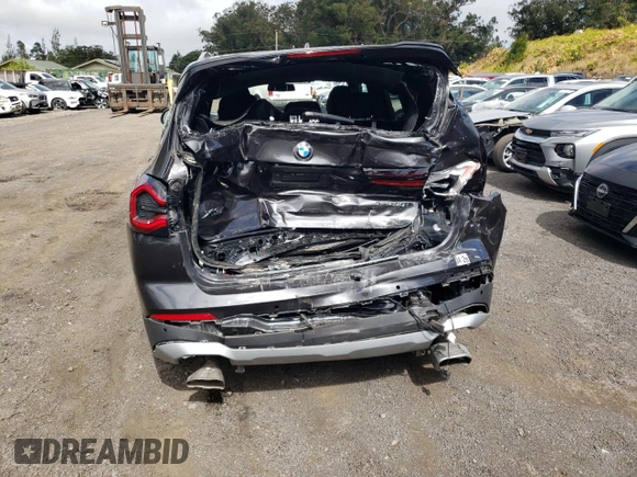2024 BMW X3 sDrive30i with VIN 5UX43DP01R9V58548, listed as a Copart auction lot 47948765 with 23,363 mi miles and Salvage Title. Bid and sale history available at DreamBid. Image 6.