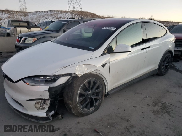 2022 Tesla Model X Plaid with VIN 7SAXCBE67NF356567, listed as a Copart auction lot 43243895 with 24,381 mi miles and Salvage Title. Bid and sale history available at DreamBid. Image 1.