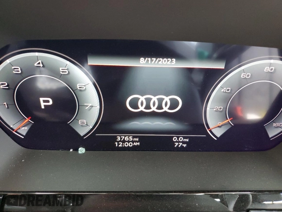 2023 Audi A3 Premium Plus with VIN WAUHUDGY6PA080545, listed as a Copart auction lot 69061353 with 3,765 mi miles. Bid and sale history available at carsss.com. Image 9.
