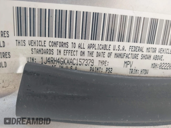 2010 Jeep Commander Sport with VIN 1J4RH4GKXAC157379, listed as a IAAI auction lot 42130174 with 193,337 mi miles and . Bid and sale history available at DreamBid. Image 9.