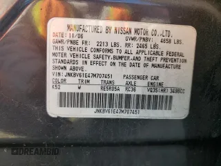 2007 Infiniti G35 Sedan Journey with VIN JNKBV61E47M707451, listed as a Copart auction lot 42640955 with 207,310 mi miles and Salvage Title. Bid and sale history available at carsss.com. Image 12.