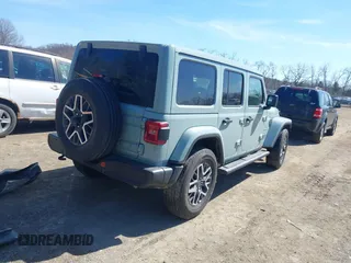 2024 Jeep Wrangler Sahara with VIN 1C4PJXEG1RW299325, listed as a IAAI auction lot 41854789 with 27,808 mi miles. Bid and sale history available at carsss.com. Image 4.