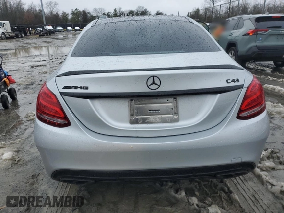 2017 Mercedes-Benz C 43 AMG with VIN 55SWF6EB3HU186733, listed as a Copart auction lot 44679185 with 47,889 mi miles and Salvage Title. Bid and sale history available at DreamBid. Image 6.