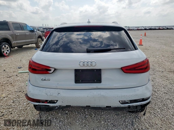 2015 Audi Q3 Premium Plus with VIN WA1BFCFS0FR006607, listed as a Copart auction lot 59533385 with 103,736 mi miles and Salvage title. Bid and sale history available at DreamBid. Image 6.