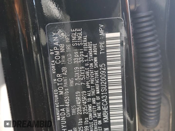 2025 Hyundai Kona Limited with VIN KM8HECA31SU200925, listed as a Copart auction lot 53305795 with 6,223 mi miles and Salvage Title. Bid and sale history available at DreamBid. Image 12.