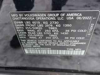 2023 Volkswagen Atlas SE z VIN 1V2KR2CA9PC502284, wystawiony jako IAAI lot #41614137 z przebiegiem 19 122 mil mil oraz . Historia ofert i sprzedaży dostępna na DreamBid. Obrazek 9.