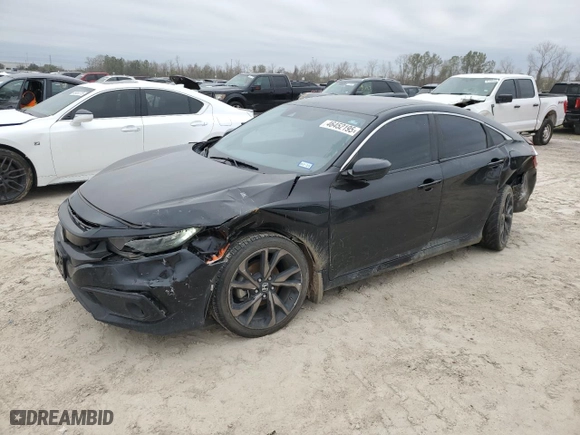 2021 Honda Civic Sedan Sport with VIN 2HGFC2F8XMH527895, listed as a Copart auction lot 46452195 with 91,402 mi miles and Salvage Title. Bid and sale history available at carsss.com. Image 1.