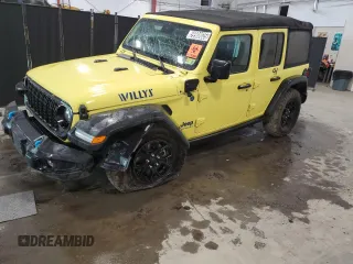 2024 Jeep Wrangler Willys z VIN 1C4RJXN66RW185935, wystawiony jako Copart lot #59908035 z przebiegiem 13 420 mil mil oraz Czysty tytuł • Clean title. Historia ofert i sprzedaży dostępna na DreamBid. Obrazek 1.
