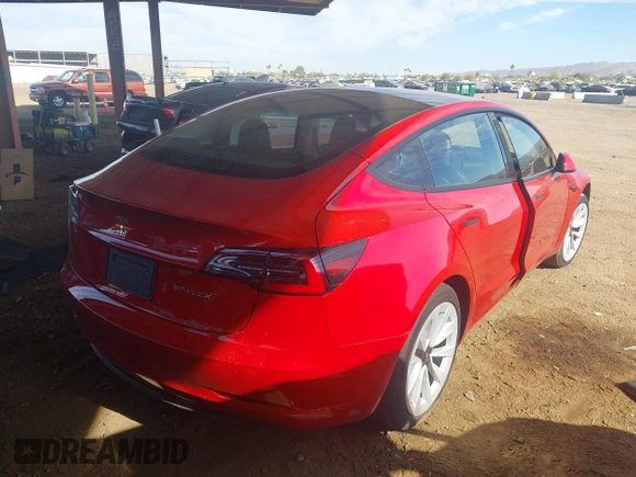 2023 Tesla Model 3 with VIN 5YJ3E1EA9PF546264, listed as a IAAI auction lot 41657055 with 5,634 mi miles and . Bid and sale history available at DreamBid. Image 4.