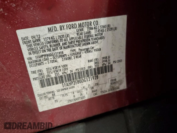 2013 Ford Taurus Limited with VIN 1FAHP2F80DG121928, listed as a Copart auction lot 48411245 with 151,251 mi miles and Salvage Title. Bid and sale history available at DreamBid. Image 14.