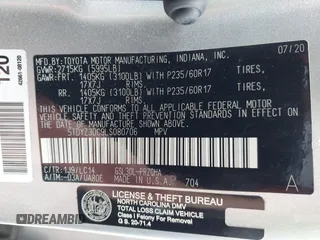 2020 Toyota Sienna XLE Auto Access Seat с VIN 5TDYZ3DC9LS080706, выставлен на аукционе IAAI как лот 42526502 с пробегом 43 016 миль миль и . История ставок и продаж доступна на DreamBid. Изображение 9.