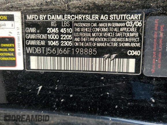 2006 Mercedes-Benz CLK 350 с VIN WDBTJ56J66F198885, выставлен на аукционе Copart как лот 47621755 с пробегом Не указан миль и Списание • Salvage title. История ставок и продаж доступна на DreamBid. Изображение 14.