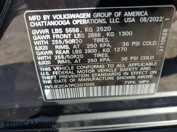 2023 Volkswagen Atlas SE z VIN 1V2JE2CA7PC201035, wystawiony jako Copart lot #46666655 z przebiegiem 28 193 mil mil oraz Szkoda całkowita • Salvage title. Historia ofert i sprzedaży dostępna na DreamBid. Obrazek 13.