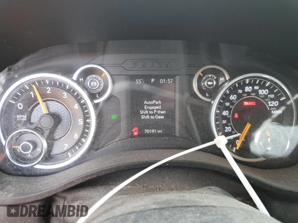2019 Ram 1500 Big Horn/Lone Star with VIN 1C6RRFFG6KN920247, listed as a Copart auction lot 46715225 with 70,191 mi miles and Salvage Title. Bid and sale history available at carsss.com. Image 9.