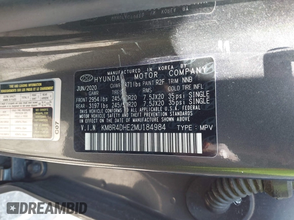 2021 Hyundai Palisade SEL z VIN KM8R4DHE2MU184984, wystawiony jako IAAI lot #42221108 z przebiegiem 107 960 mil mil oraz . Historia ofert i sprzedaży dostępna na DreamBid. Obrazek 9.