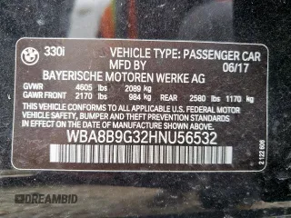 2017 BMW 3 Series 330i с VIN WBA8B9G32HNU56532, выставлен на аукционе Copart как лот 59811845 с пробегом 67 860 миль миль и Списание • Salvage title. История ставок и продаж доступна на DreamBid. Изображение 12.