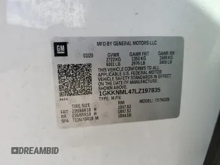 2020 GMC Acadia SLT with VIN 1GKKNML47LZ197835, listed as a Copart auction lot 75734594 with Not provided miles and Salvage title. Bid and sale history available at DreamBid. Image 13.