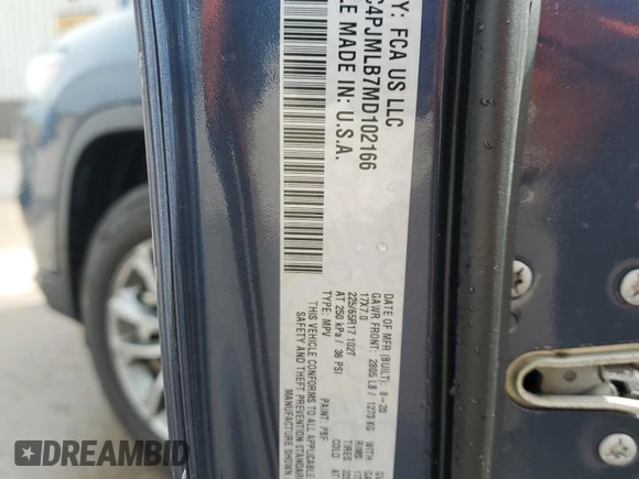 2021 Jeep Cherokee Altitude with VIN 1C4PJMLB7MD102166, listed as a Copart auction lot 54046295 with 64,794 mi miles and Salvage title. Bid and sale history available at DreamBid. Image 13.