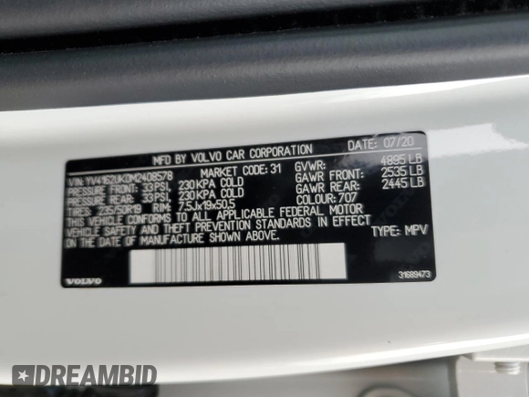 2021 Volvo XC40 Momentum with VIN YV4162UK0M2408578, listed as a Copart auction lot 81620584 with 35,560 mi miles and Salvage Title. Bid and sale history available at carsss.com. Image 13.