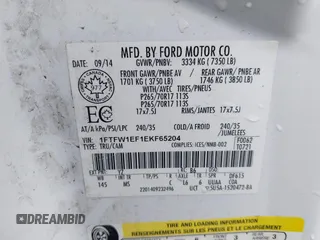 2014 Ford F-150 XL with VIN 1FTFW1EF1EKF65204, listed as a IAAI auction lot 41669195 with 84,882 mi miles. Bid and sale history available at carsss.com. Image 9.