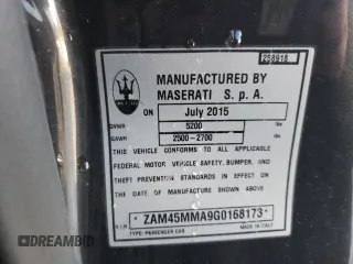 2016 Maserati GranTurismo Convertible Sport with VIN ZAM45MMA9G0168173, listed as a Copart auction lot 86510814 with 28,494 mi miles and Salvage Title. Bid and sale history available at carsss.com. Image 12.