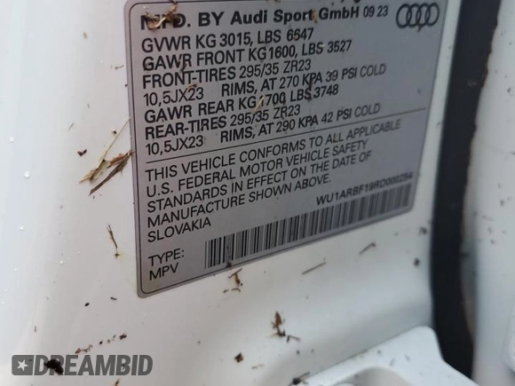 2024 Audi RS Q8 z VIN WU1ARBF19RD000254, wystawiony jako Copart lot #75186144 z przebiegiem Nie podano mil oraz Szkoda całkowita • Salvage title. Historia ofert i sprzedaży dostępna na DreamBid. Obrazek 14.