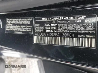 2015 Mercedes-Benz S 550 with VIN WDDUG8CB2FA130184, listed as a Copart auction lot 44603455 with 107,520 mi miles and Salvage Title. Bid and sale history available at carsss.com. Image 12.