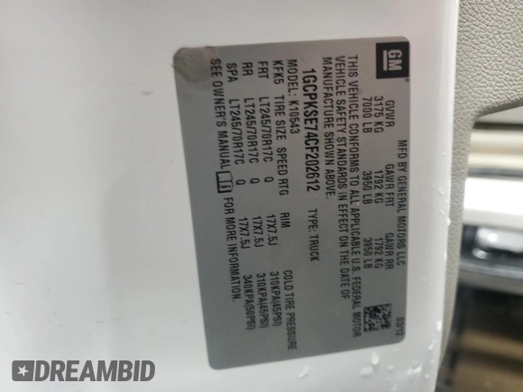 2012 Chevrolet Silverado 1500 LT with VIN 1GCPKSE74CF202612, listed as a Copart auction lot 42797665 with Not Provided miles and Non Repairable. Bid and sale history available at DreamBid. Image 13.