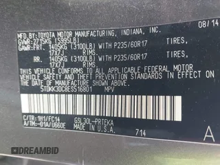 2014 Toyota Sienna LE AAS z VIN 5TDKK3DC8ES516801, wystawiony jako IAAI lot #42378994 z przebiegiem 222 929 mil mil oraz . Historia ofert i sprzedaży dostępna na DreamBid. Obrazek 9.
