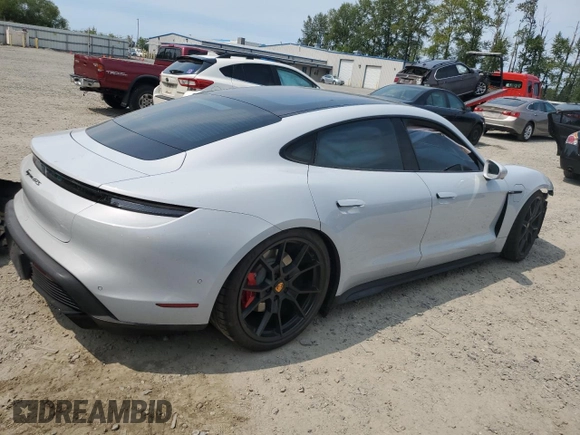 2022 Porsche Taycan GTS with VIN WP0AD2Y14NSA59956, listed as a Copart auction lot 65399344 with 15,466 mi miles and Salvage Title. Bid and sale history available at DreamBid. Image 3.
