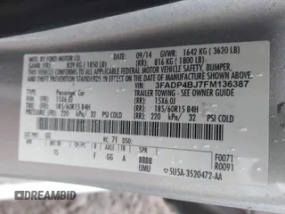 2015 Ford Fiesta SE with VIN 3FADP4BJ7FM136387, listed as a IAAI auction lot 41671370 with 181,973 mi miles. Bid and sale history available at carsss.com. Image 9.
