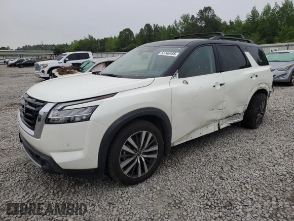2022 Nissan Pathfinder Platinum z VIN 5N1DR3DH8NC206161, wystawiony jako Copart lot #53749485 z przebiegiem 54 429 mil mil oraz Szkoda całkowita • Salvage title. Historia ofert i sprzedaży dostępna na DreamBid. Obrazek 1.