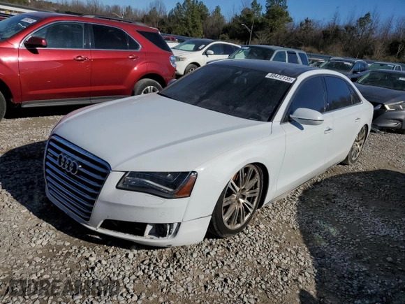 2014 Audi A8 4.0T with VIN WAUR2AFD9EN004542, listed as a Copart auction lot 88472135 with 75,909 mi miles and Salvage Title. Bid and sale history available at DreamBid. Image 1.